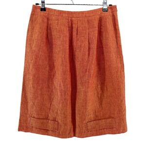 LUCA LUCA Linen & Silk Mid-length Skirt - Italian Size‎ 42 / US 6 - orange